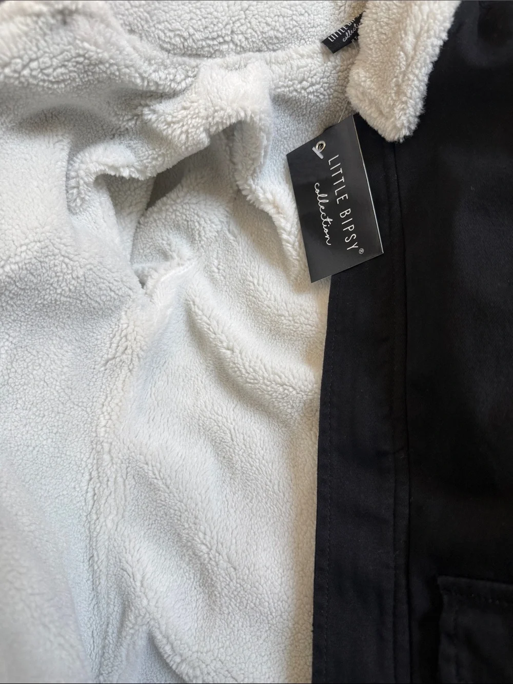 NWT Little Bipsy Black Sherpa Jacket